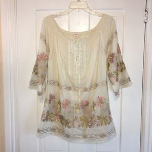 Sundance Floral Embroidered Peasant Top